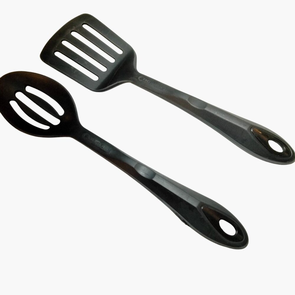 Coghlans Black Slotted Spoon Spatula Set Heat Resistant Nylon